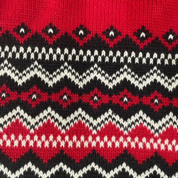 Eddie Bauer Vintage S Boat Neck Fairisle Red/Black Sweater 100% Baumwolle - Picture 5 of 14